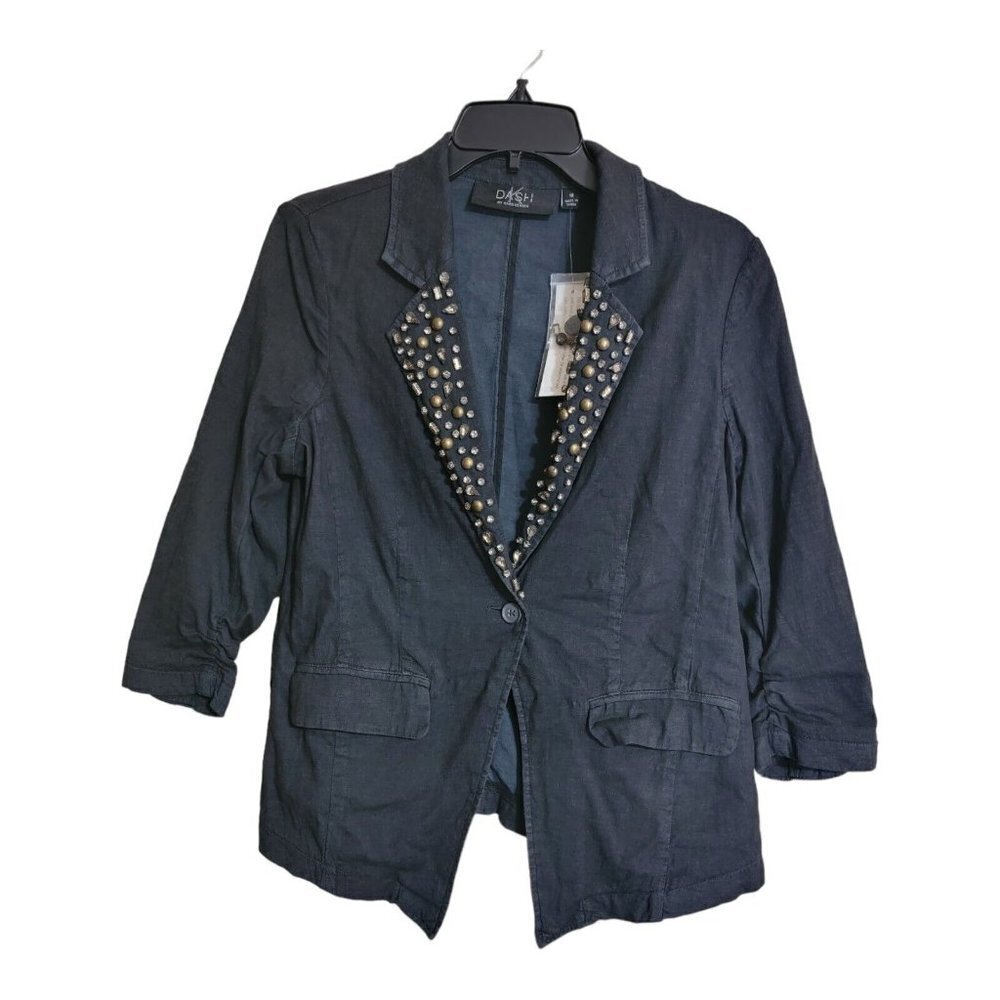 dash by Kim Kardashian Blazer Sz 10 Black Rhinestone New
